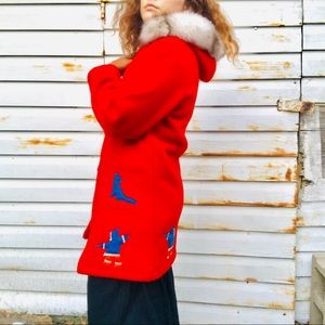 Wool and Fox Fur Red Canadian Arctic Parka